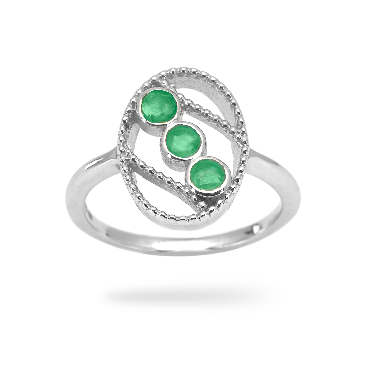 Silver ring emeraude Lucia